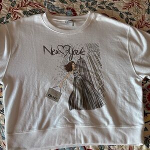 DKNY White New York Graphic Top